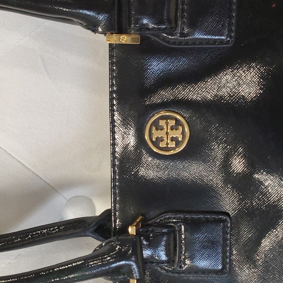 Vtg Tory burch black leather top handle shoulder bag - Picture 4 of 17